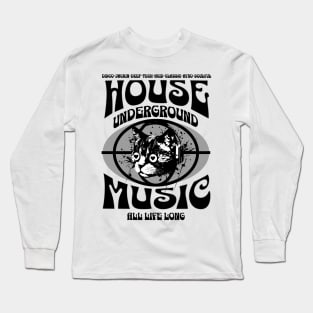 HOUSE MUSIC  - Underground Cat (Black/Grey) Long Sleeve T-Shirt